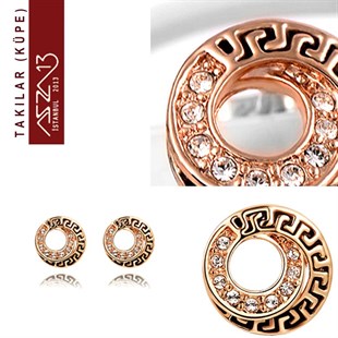 Kristal Taşlı Donut Altın Küpe