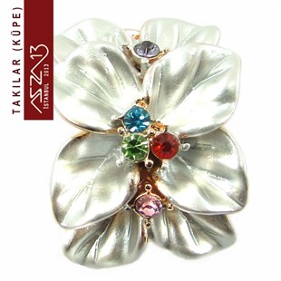 Renkli Kristal Taşlı ve Mineli Rose Altın Kaplama Küpe