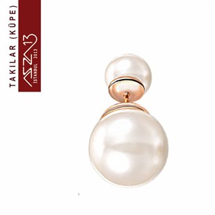 Rose Gold Beyaz İnci Küpe