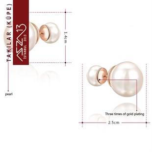 Rose Gold Beyaz İnci Küpe