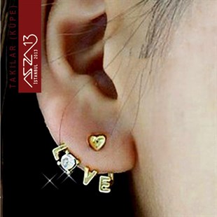 Şeffaf Kristal Taşlı LoveKüpe