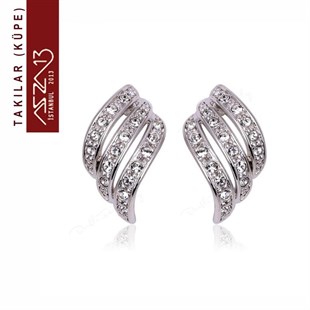 Vintaj Kristal Taşlı Platinyum Kıvrık Sallantı Küpe