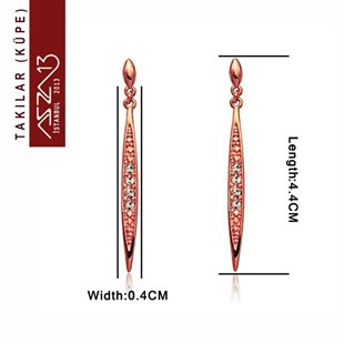 Vintaj Kristal Taşlı Rose Gold Ok Sallantı Küpe