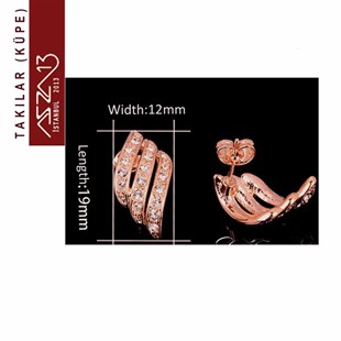 Vintaj Kristal Taşlı Rose Gold Kıvrık Sallantı Küpe