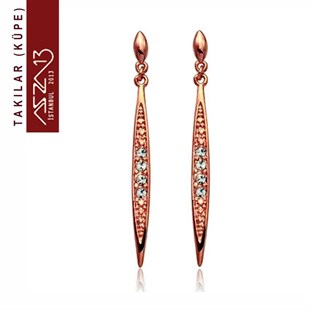 Vintaj Kristal Taşlı Rose Gold Ok Sallantı Küpe