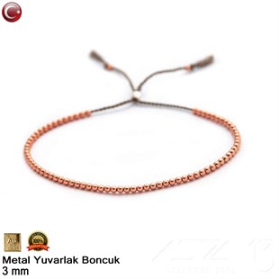 Metal Boncuk - Yuvarlak - 3 mm - Gerçek Rose Altın Kaplama / 100 Adet