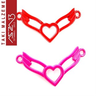 Neon Renk, Çift Kulplu, Kanatlı Kalp Figürü / Paket İçeriği 1 Adet