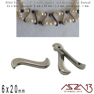Nikel Kaplama - S Şekilli 20x6 mm - Metal Ara Malzeme  / 10 Adet