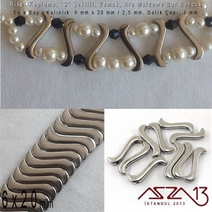 Nikel Kaplama - S Şekilli 20x6 mm - Metal Ara Malzeme  / 10 Adet