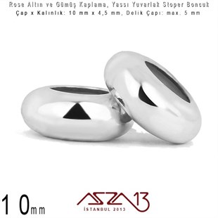 Rose Altın ve Gümüş Kaplama - Silikonlu 10 mm - Stoper Boncuk / 1 Adet