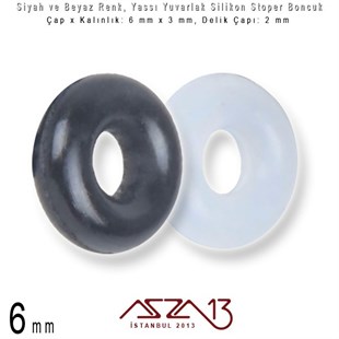 Siyah ve Beyaz Renk - Silikon Stoper Halka 6 mm  / 15 Adet