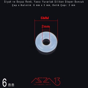 Siyah ve Beyaz Renk - Silikon Stoper Halka 6 mm  / 15 Adet