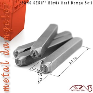 Sans Serif Font Büyük Harf Damga Seti, 2,5 mm