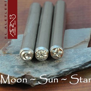 3lü 5 mm Ay-Yıldız-Güneş Metal Damga Seti