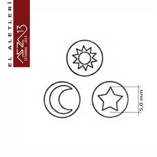 3lü 5 mm Ay-Yıldız-Güneş Metal Damga Seti