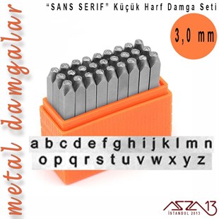 Sans Serif Font Küçük Harf Damga Seti, 3 mm