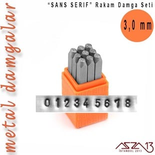 Sans Serif Font Rakam Damga Seti, 3 mm