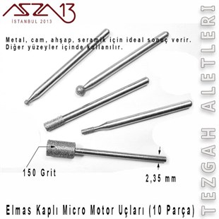 Elmas Kaplamalı Mikro Motor Uç Seti (10 Parça)