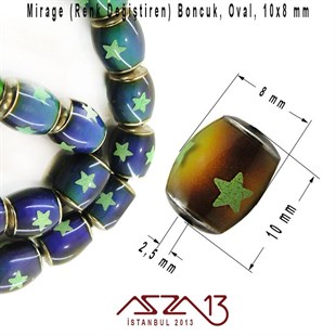 Renk Değiştiren Oval 8x10 mm Boncuk (Mirage Beads) / Paket İçeriği 1 Adet