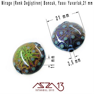 Renk Değiştiren Yassı Yuvarlak 11x22 mm Boncuk (Mirage Beads) / Paket İçeriği 1 Adet