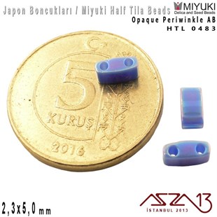 Half Tila Boncuk - Opaque Periwinkle AB - HTL0483 / 48 Adet