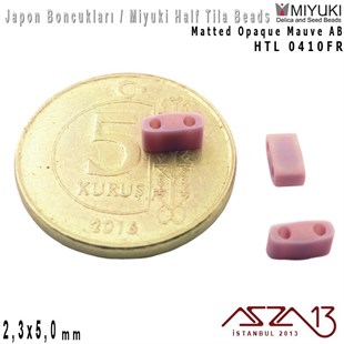 Half Tila Boncuk - Matted Opaque Mauve AB - HTL0410FR / 48 Adet