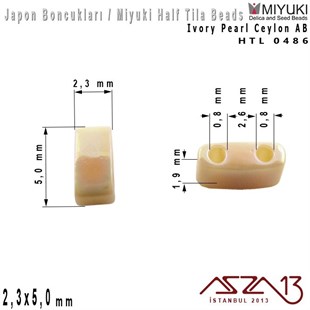Half Tila Boncuk - Ivory Pearl Ceylon AB - HTL0486 / 48 Adet
