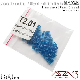 Half Tila Boncuk - Transparent Capri Blue - HTL0291 / 48 Adet