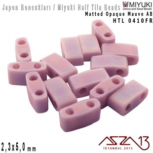 Half Tila Boncuk - Matted Opaque Mauve AB - HTL0410FR / 48 Adet