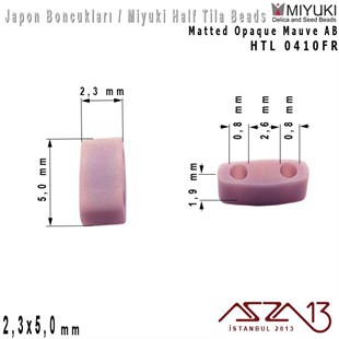 Half Tila Boncuk - Matted Opaque Mauve AB - HTL0410FR / 48 Adet