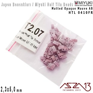 Half Tila Boncuk - Matted Opaque Mauve AB - HTL0410FR / 48 Adet