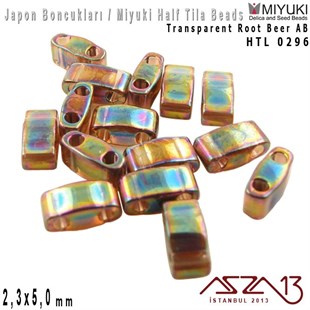 Half Tila Boncuk - Transparent Root Beer AB - HTL0296 / 48 Adet