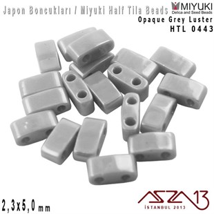 Half Tila Boncuk - Opaque Grey Luster - HTL0443 / 48 Adet