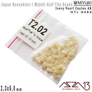 Half Tila Boncuk - Ivory Pearl Ceylon AB - HTL0486 / 48 Adet