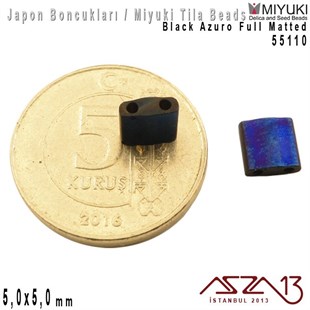 Tila Boncuk - Black Azuro Full Matted - 55110 / 24 Adet