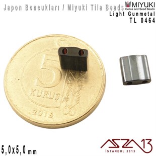 Tila Boncuk - Light Gunmetal - TL0464 / 24 Adet