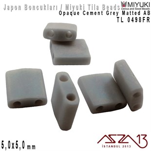 Tila Boncuk - Opaque Cement Grey Matted AB - TL0498FR / 24 Adet