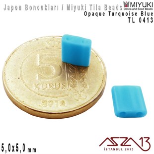 Tila Boncuk - Opaque Turquoise Blue  - TL0413 / 24 Adet