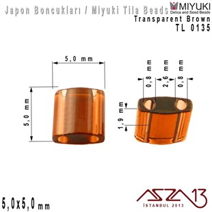 Tila Boncuk - Transparent Brown - TL0135/ 24 Adet