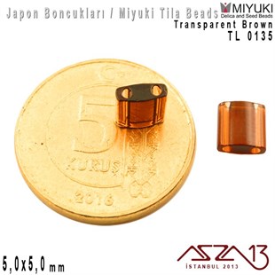 Tila Boncuk - Transparent Brown - TL0135/ 24 Adet