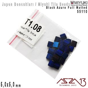 Tila Boncuk - Black Azuro Full Matted - 55110 / 24 Adet