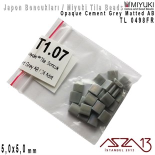 Tila Boncuk - Opaque Cement Grey Matted AB - TL0498FR / 24 Adet