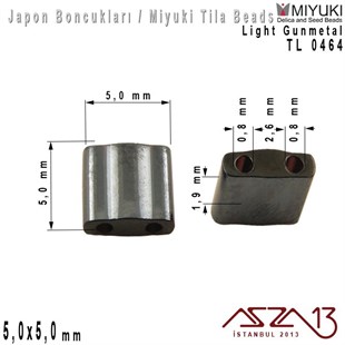 Tila Boncuk - Light Gunmetal - TL0464 / 24 Adet