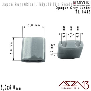 Tila Boncuk - Opaque Grey Luster - TL0443 / 24 Adet
