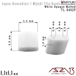 Tila Boncuk - White Opaque Matted - TL0402F / 24 Adet