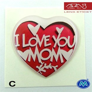 Kendinden Yapışkanlı 22 mm x 22 mm Kalp Kabaşon Etiket (Modes) / Paket İçeriği 2 Adet