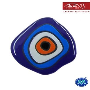 Kendinden Yapışkanlı 18 mm x 20 mm Amorf Oval Kabaşon Nazar Boncuğu Etiket (Modes) / Paket İçeriği 4 Adet