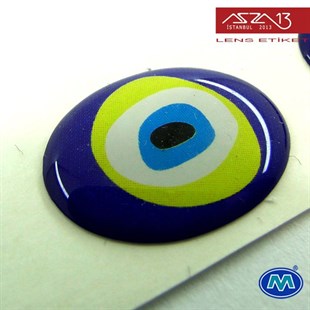 Kendinden Yapışkanlı 14 mm x 18 mm Oval Kabaşon Nazar Boncuğu Etiket (Modes) / Paket İçeriği 4 Adet