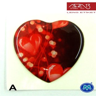 Kendinden Yapışkanlı 22 mm x 22 mm Kalp Kabaşon Etiket (Modes) / Paket İçeriği 2 Adet