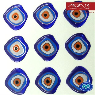 Kendinden Yapışkanlı 18 mm x 20 mm Amorf Oval Kabaşon Nazar Boncuğu Etiket (Modes) / Paket İçeriği 4 Adet